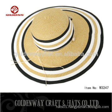 Beautiful ladies paper straw sun hat with lace